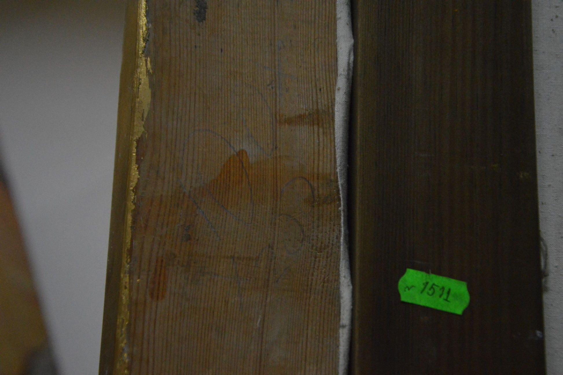 Back of worn wooden door panel oil painting by Artym Olga Markovna