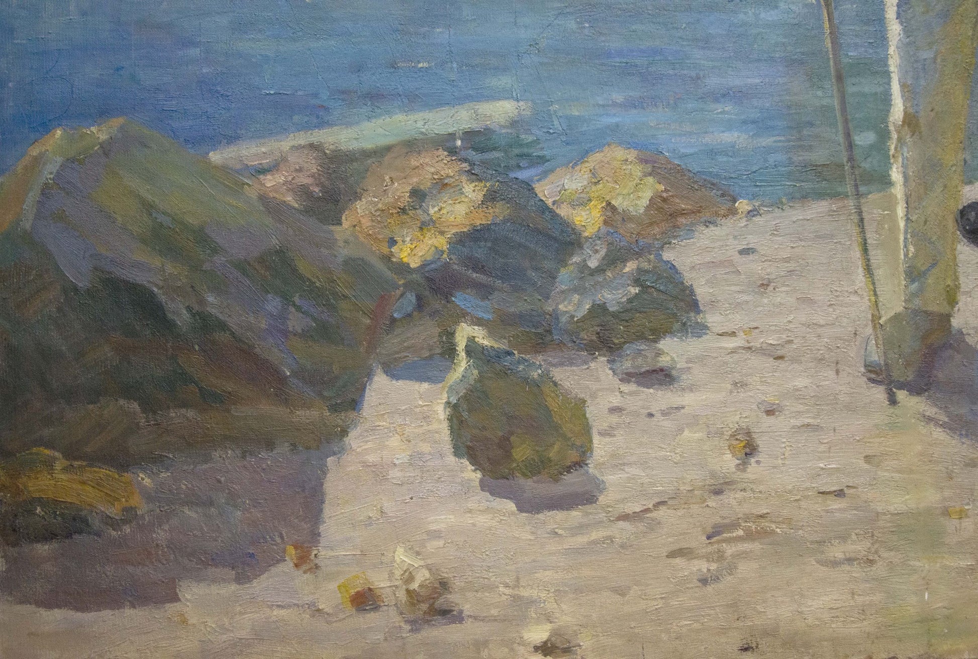 Oil painting by Matvey Borisovich Kogan-Shats: weathered rocks on beach