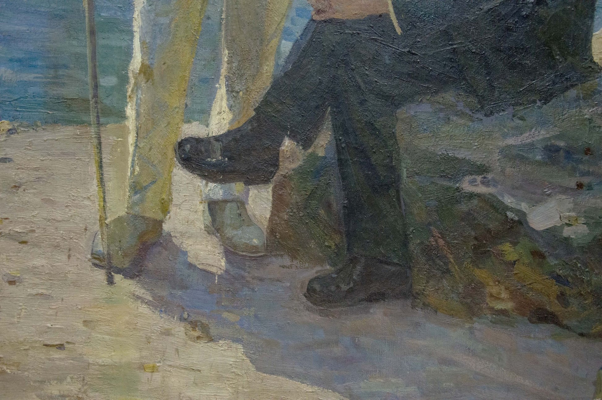 Oil painting Meeting with Lenin by Kogan-Shats Matvey Borisovich, black leather boot detail