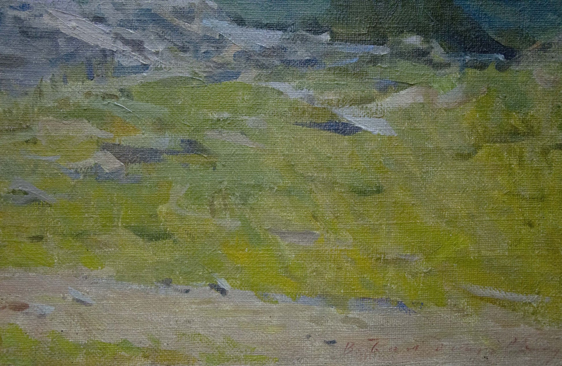 Oil painting of lush green valley by Bondarenko Vladimir Ivanovich