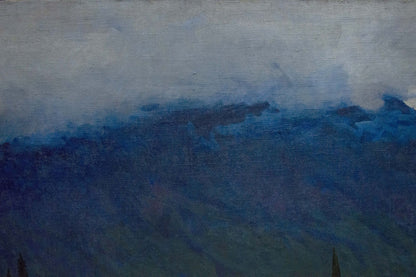 Textured oil painting of moody mountain seascape by Bondarenko Vladimir Ivanovich