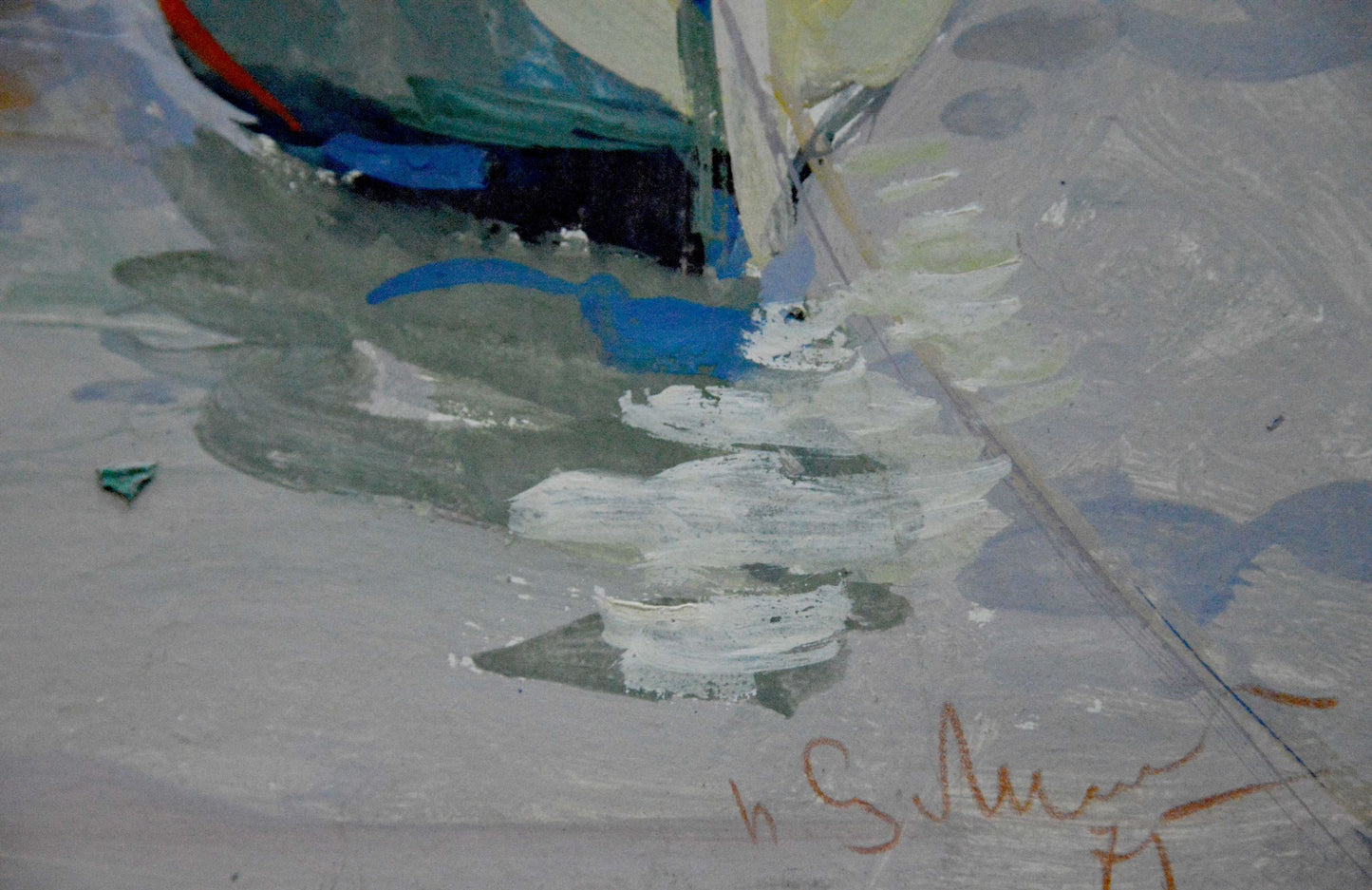 Textured impressionist sailboat oil painting by Sulimenko Petr Stepanovich