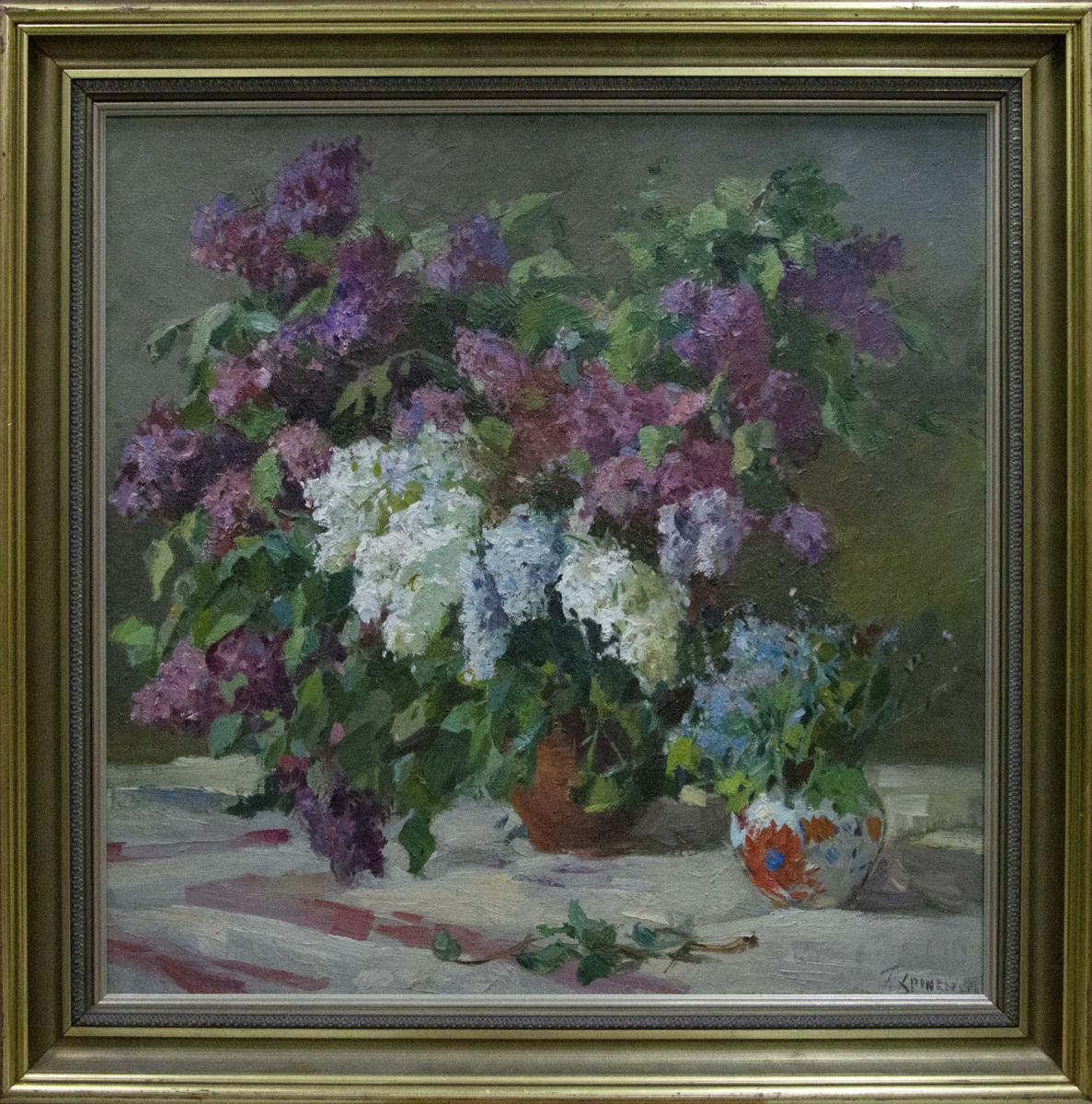 Oil painting of vibrant lilac bouquet by Khromenko Gleb Nikolaevich
