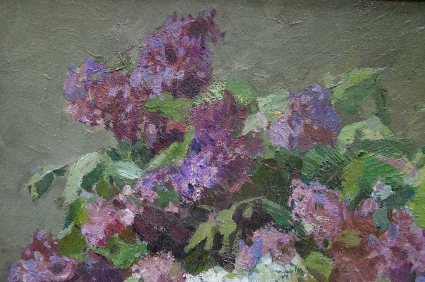 Vibrant oil painting of lilac bouquet by Khromenko Gleb Nikolaevich