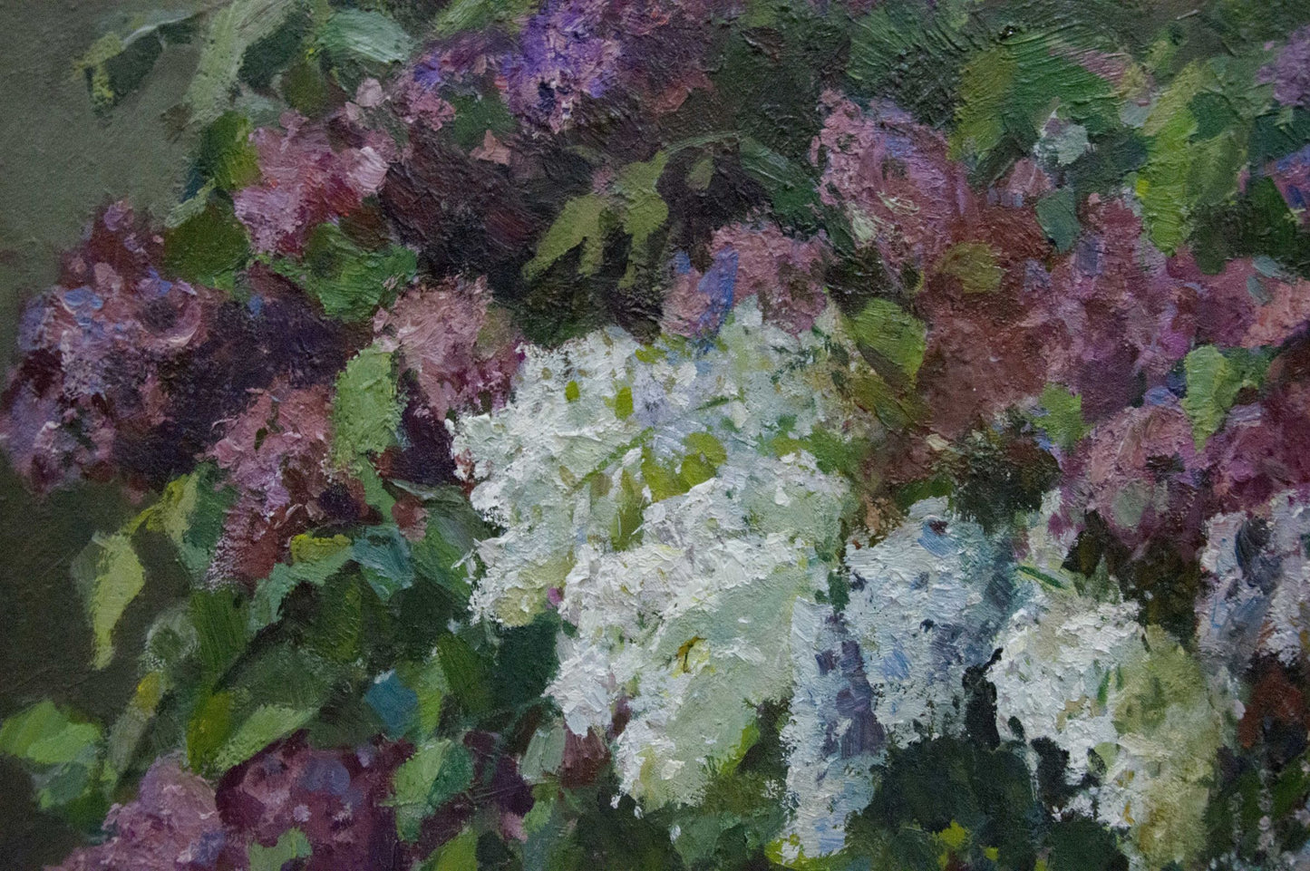 Vibrant oil painting of lilac bouquet by Khromenko Gleb Nikolaevich
