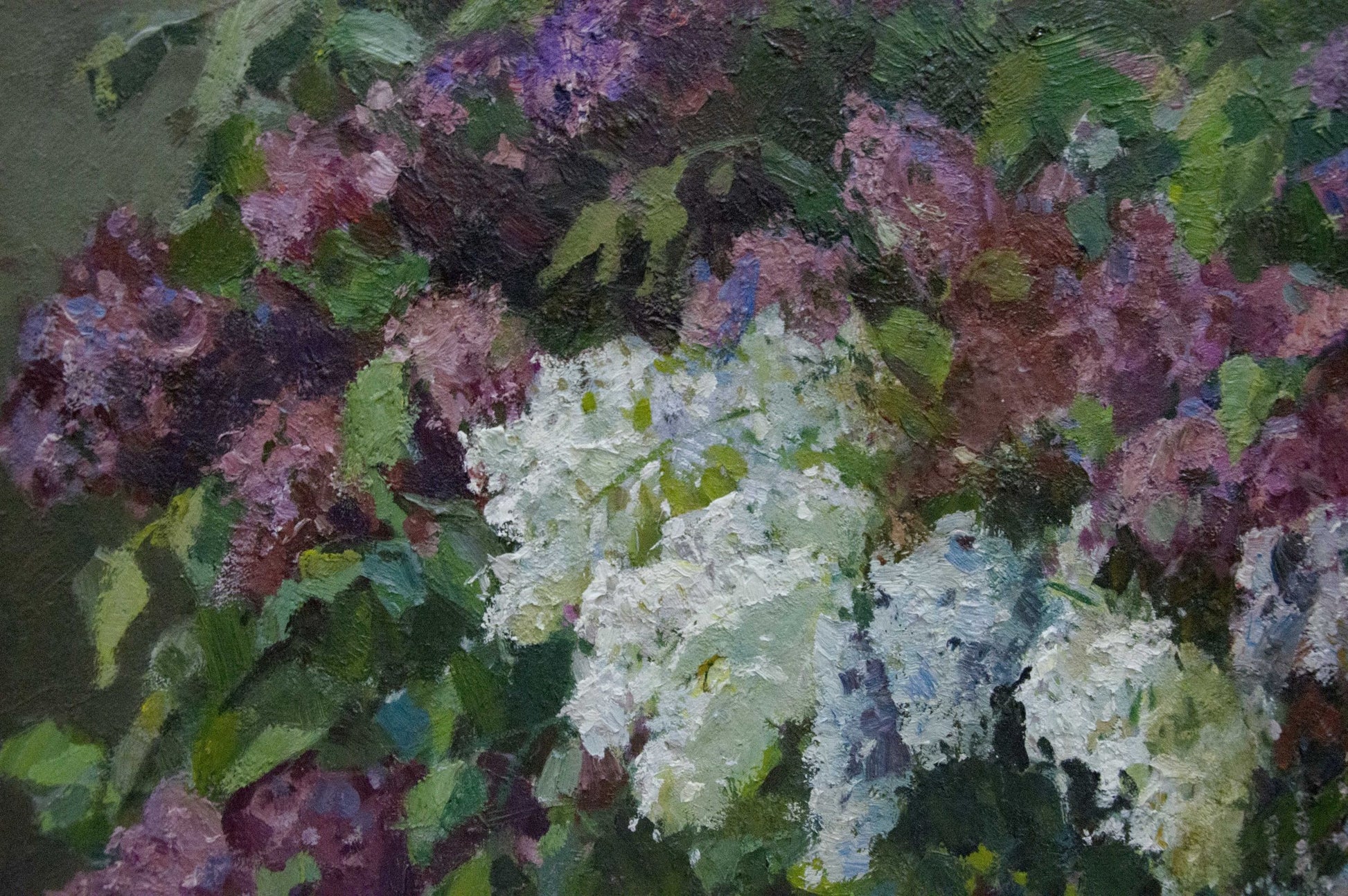 Vibrant oil painting of lilac bouquet by Khromenko Gleb Nikolaevich