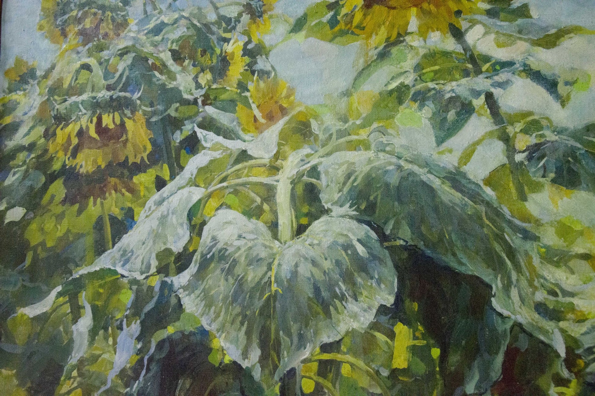 Vibrant impressionist oil painting of sunflowers by Sidoruk Vladimir Fedorovich