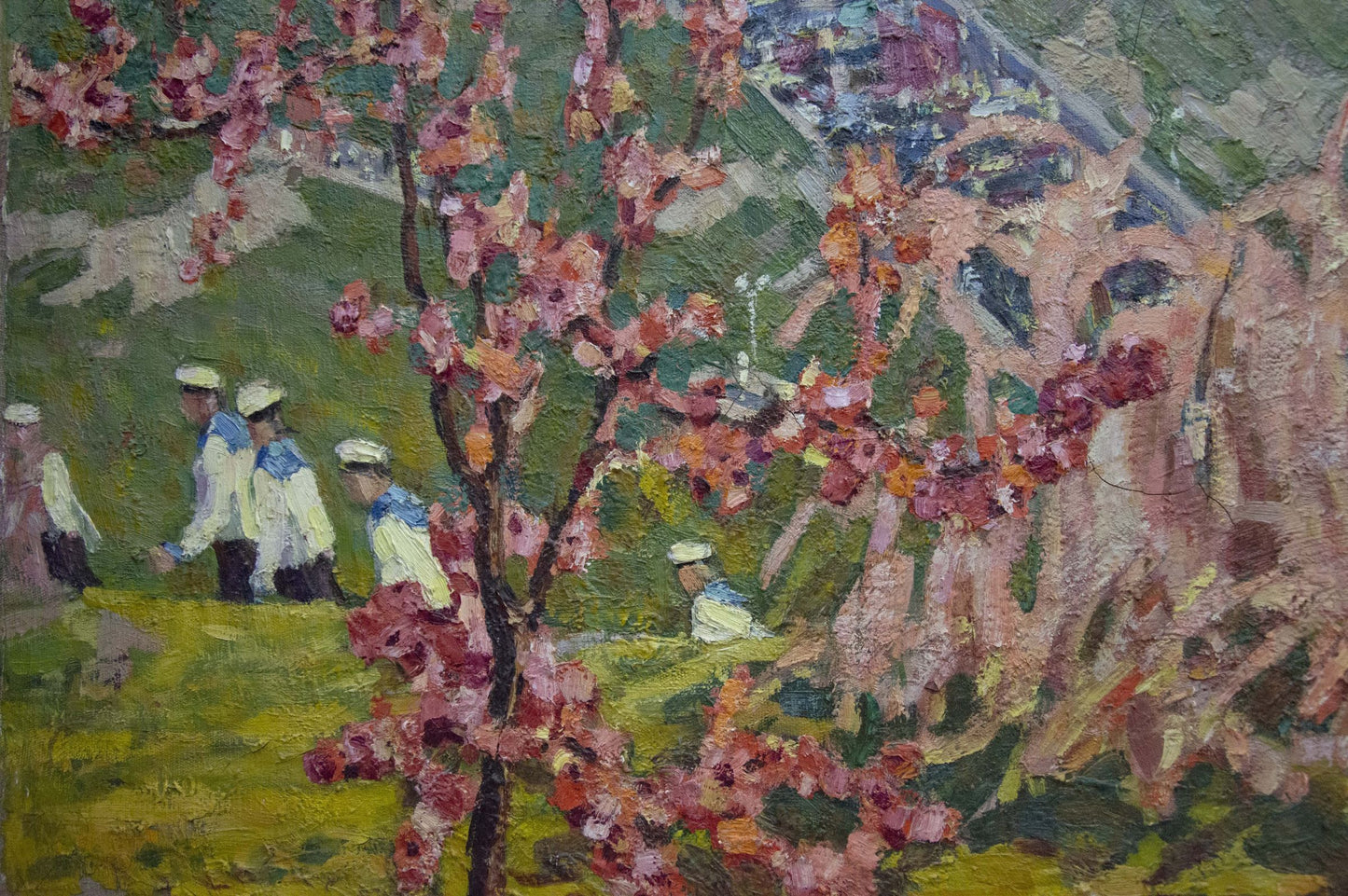 May Day in S. depicted by Sergey Sidorovich Vladimirov in oil