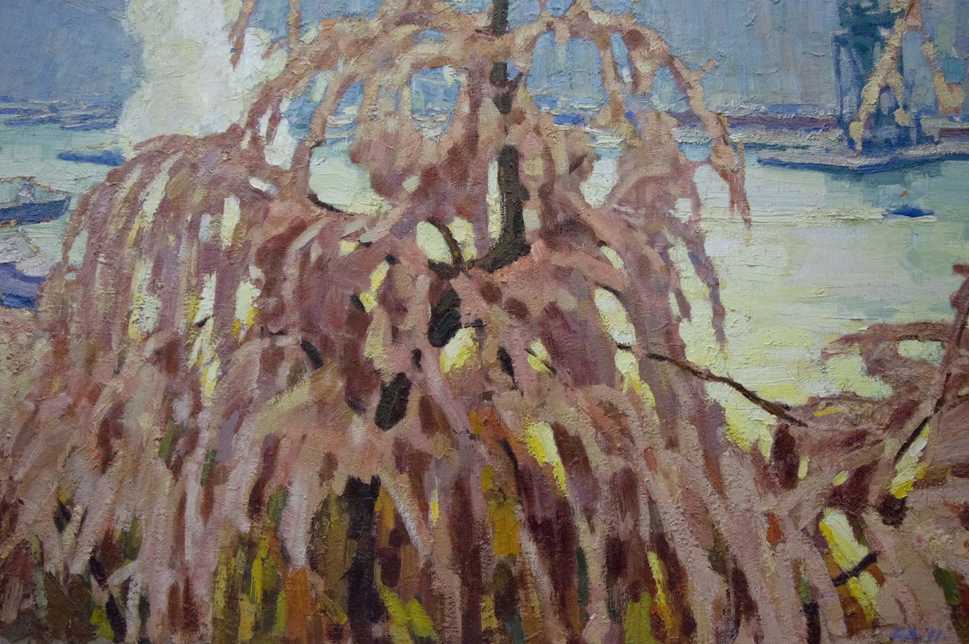 Sergey Sidorovich Vladimirov's oil painting brings to life the celebration of May Day in S.