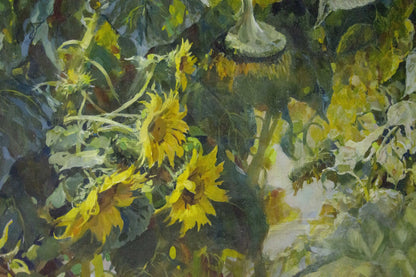 Vibrant impressionistic oil painting of sunflowers by Sidoruk Vladimir Fedorovich