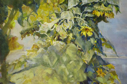 Vibrant watercolor sunflowers oil painting by Sidoruk Vladimir Fedorovich