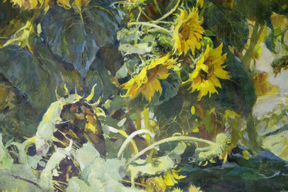 Vibrant impressionistic oil painting of sunflowers by Sidoruk Vladimir Fedorovich