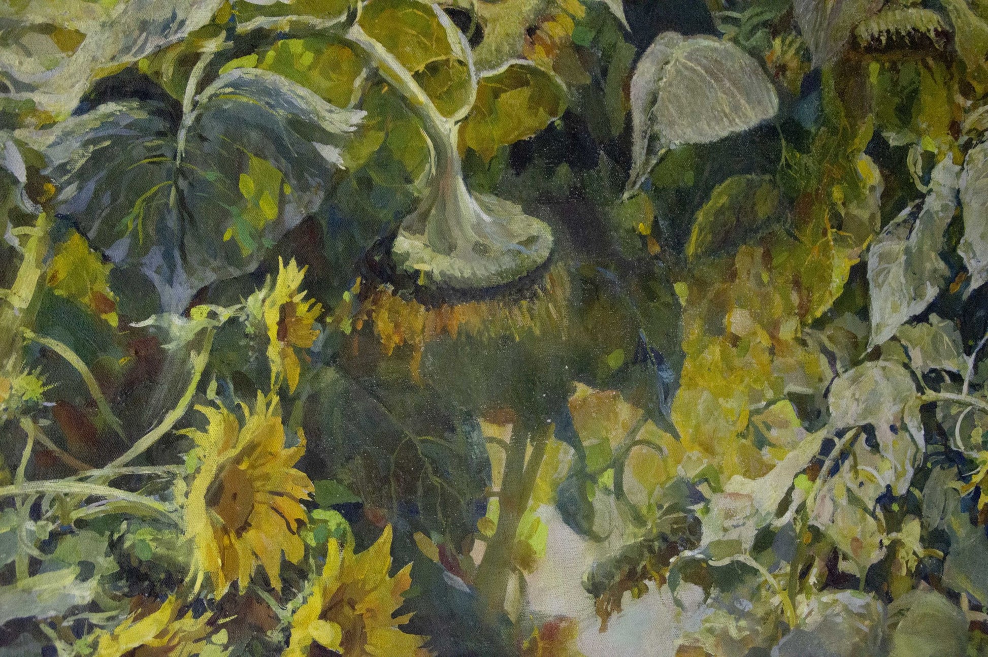 Vibrant oil painting of sunflowers by Sidoruk Vladimir Fedorovich