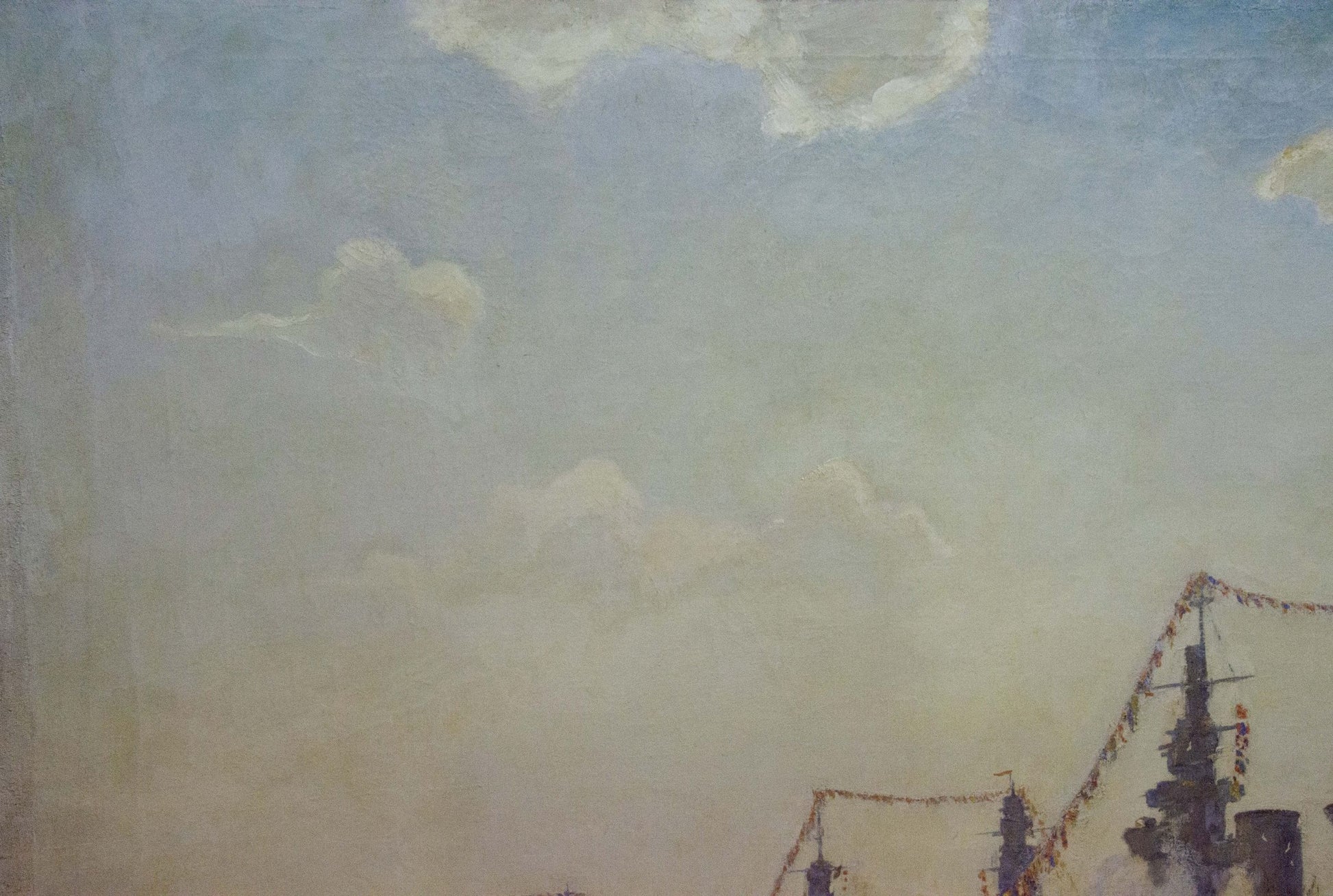 Oil painting by Vladimirov Sergey Sidorovich: impressionistic sky over ship masts