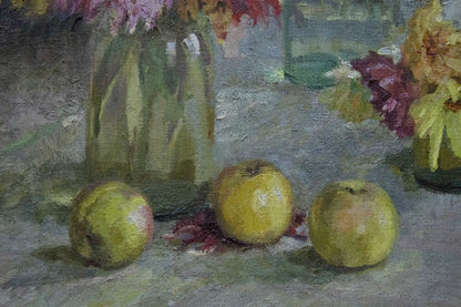 Oil painting by Khizhnyak Grigory Emelyanovich: three yellow-green apples