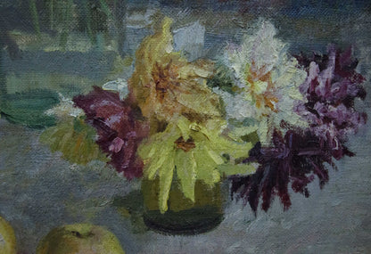 Oil painting of vibrant bouquet by Khizhnyak Grigory Emelyanovich