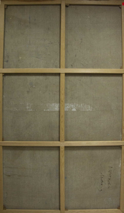 Back of four-panel oil painting Sea view by Tsvetkova Valentina Petrovna in light wood frame