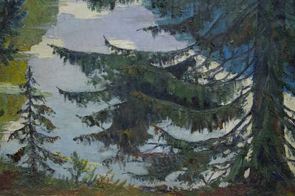 Textured impressionist oil painting of Forest Lake by Khokhrin Valentin Petrovich