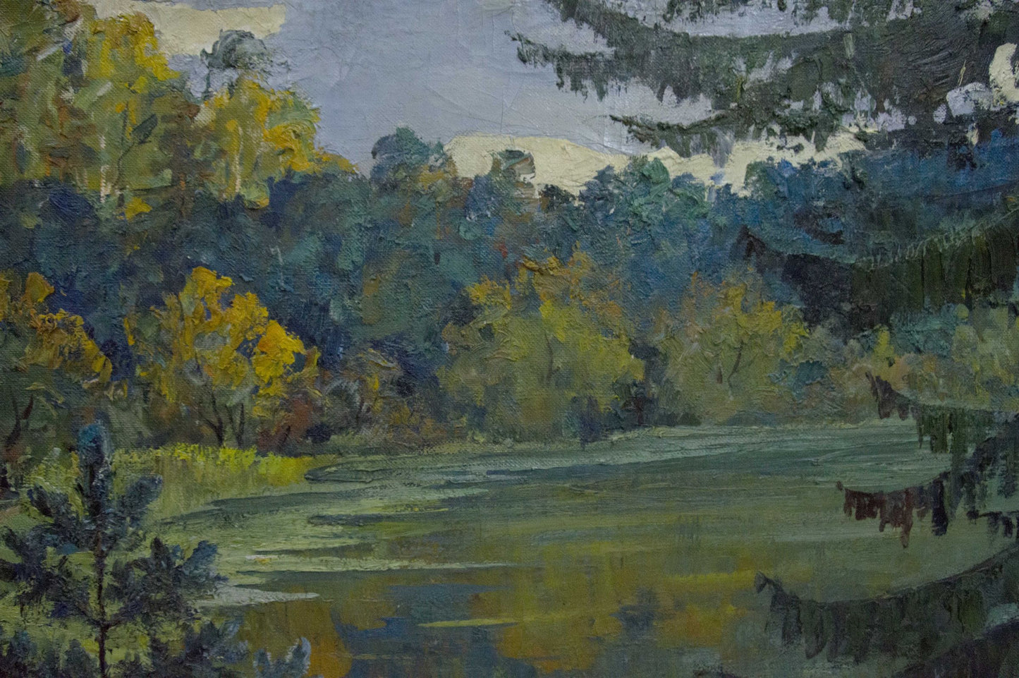Oil painting Forest Lake by Khokhrin Valentin Petrovich serene forest reflection