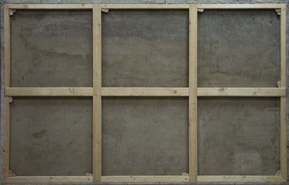 Oil painting Broken Sails A. Ferber in 6-panel light wood frame with gray concrete surfaces