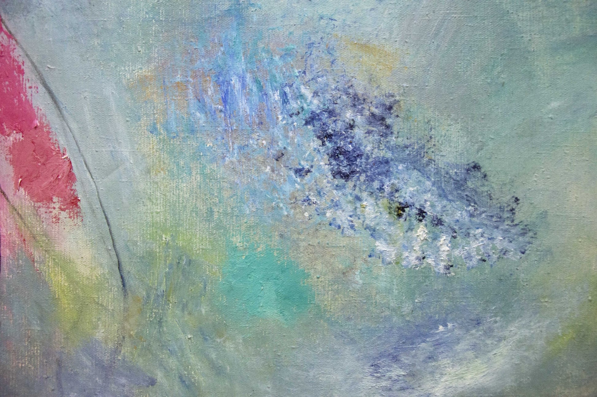 Abstract oil painting Selfies by Strulev Evgeny Alekseevich, textured blues, greens, pink