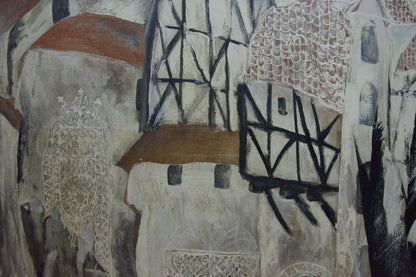 Abstract oil painting House by the shore by Zebek Nelli Petrovna