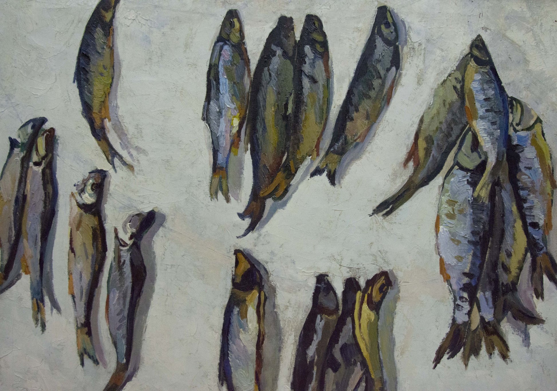Oil painting Fish by Pavlov Eduard Evgenievich, gray blue yellow fish