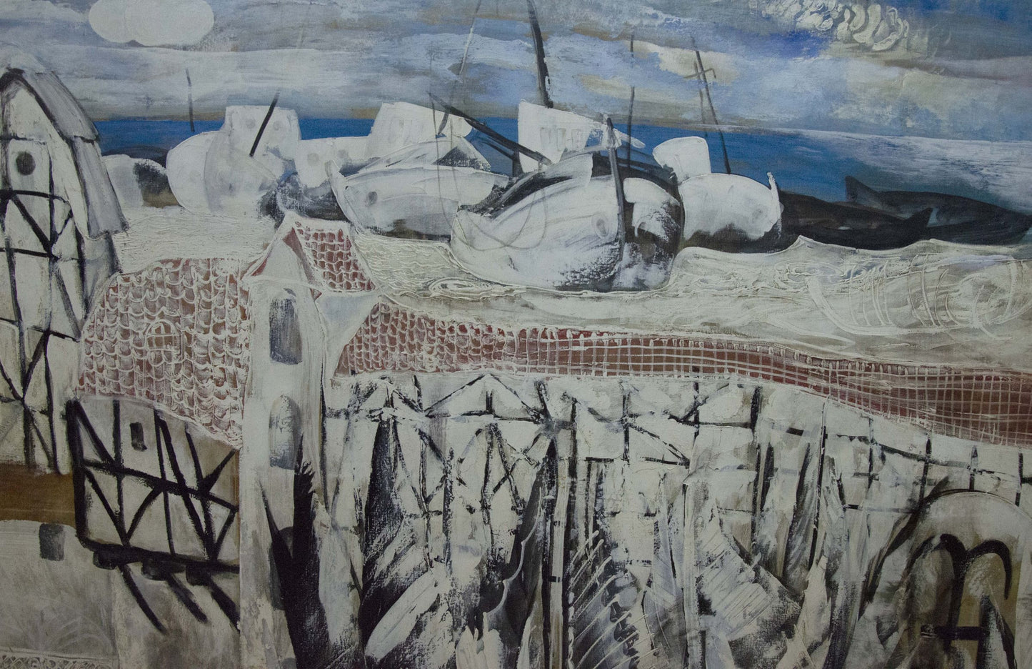 Abstract oil painting House by the shore by Zebek Nelli Petrovna