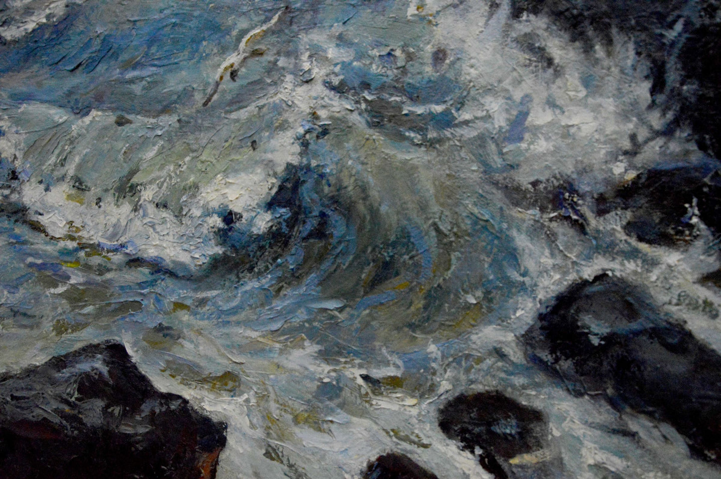 Oil painting Raging sea by Bakaev Sergey Ivanovich, turbulent waves on rocks