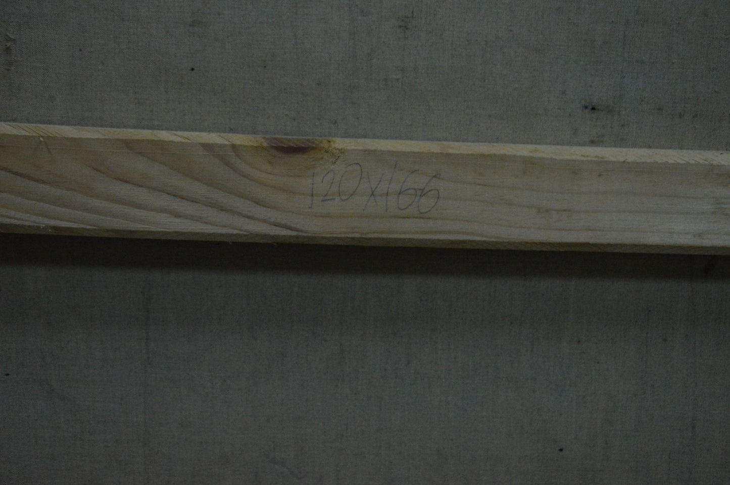 Back of Zebek Nelli Petrovna House by the shore painting on light wood beam with grain and marking