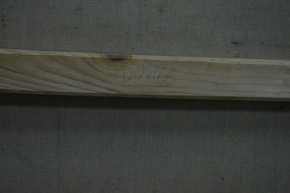 Back of Zebek Nelli Petrovna House by the shore painting on light wood beam with grain and marking