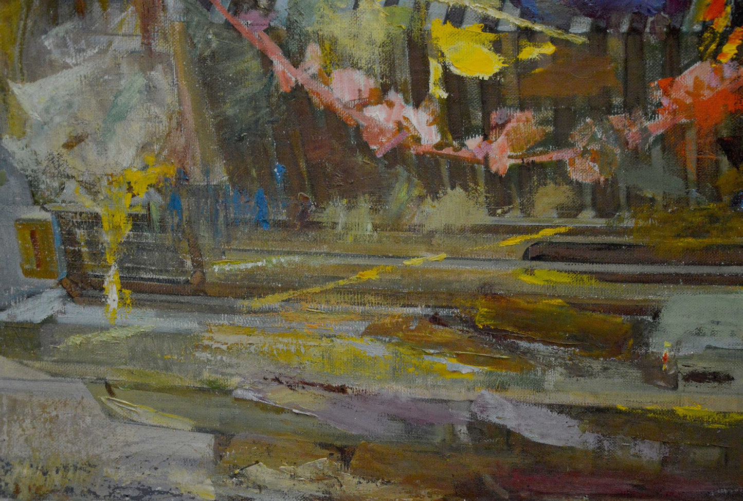 Oil painting Daylight Lapunov G. A. with bold yellow pink brown strokes