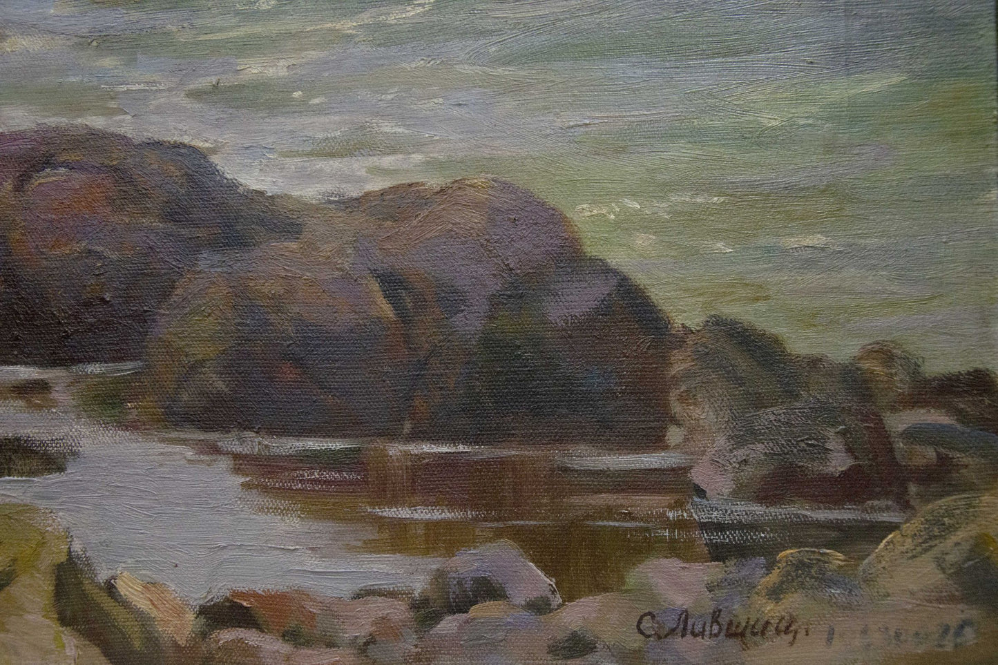 Oil painting Raging Sea by Livshits Chaim Moiseevich: rugged shoreline rocks
