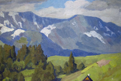 Oil painting of serene mountain landscape by Potapenko Andrey Ilyich