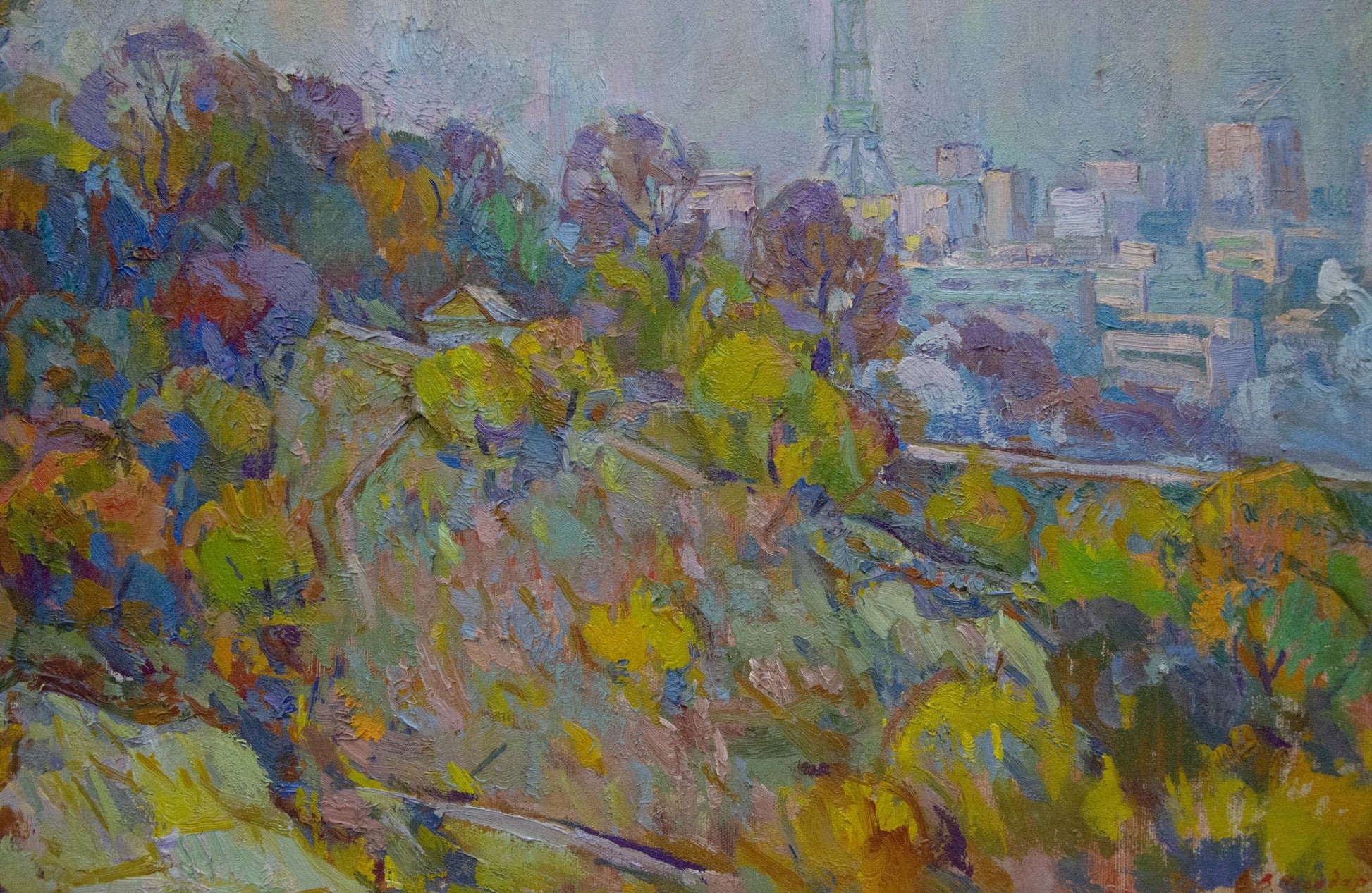 Vibrant impressionist cityscape oil painting by Chegodar Vasily Dmitrievich
