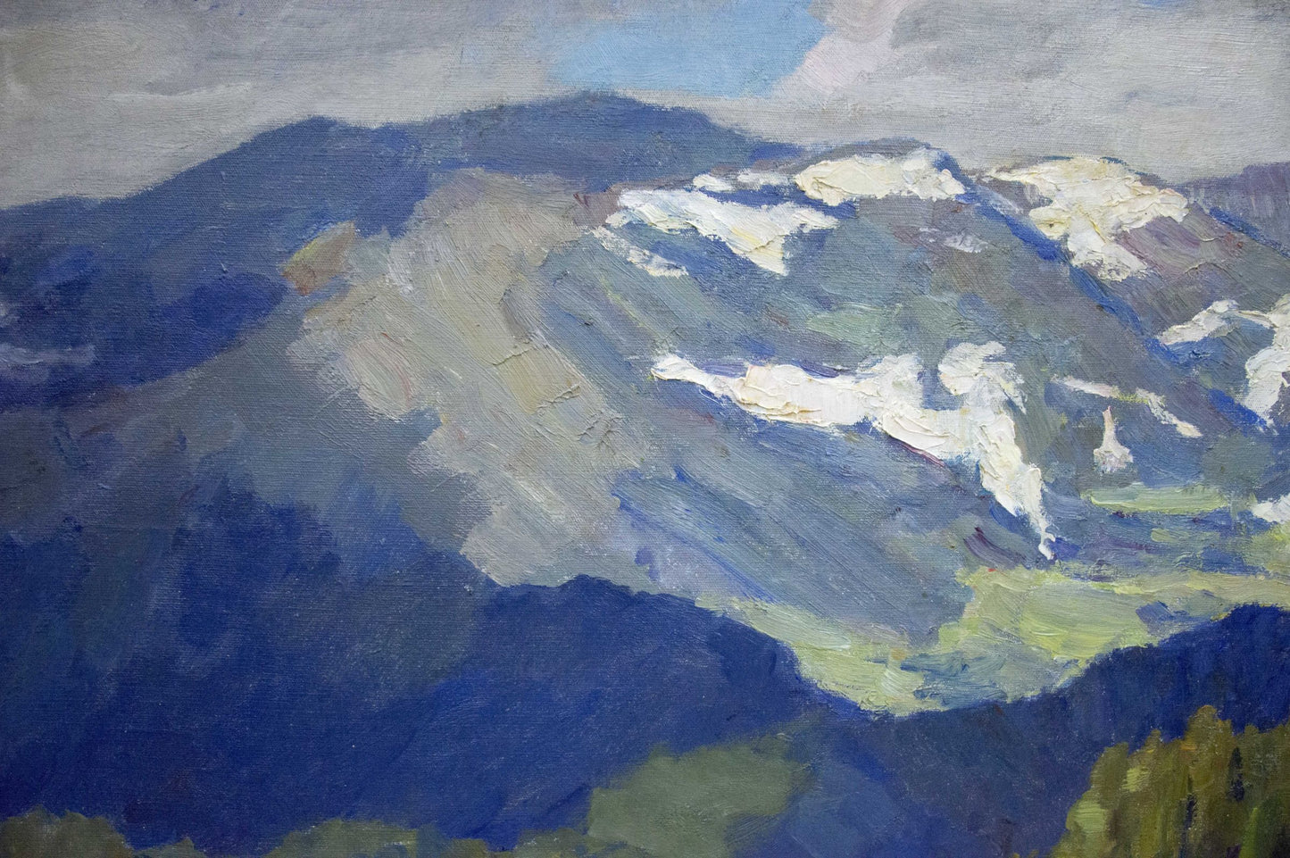 Textured oil painting of snow-capped mountains by Potapenko Andrey Ilyich