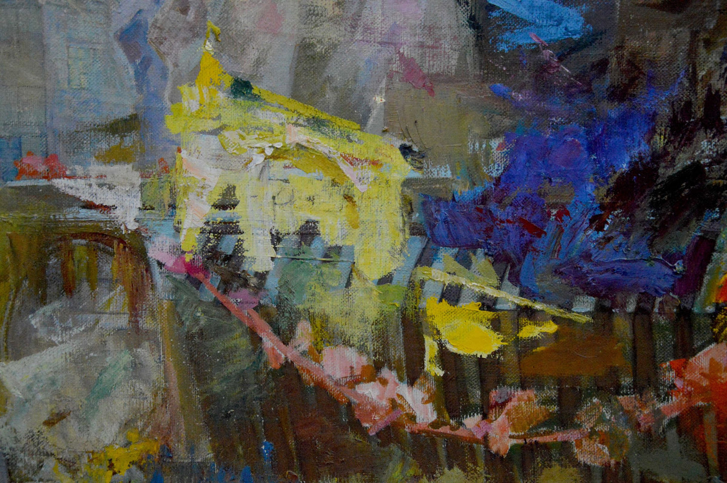 Oil painting Daylight by Lapunov G.A. with yellow, blue, pink strokes