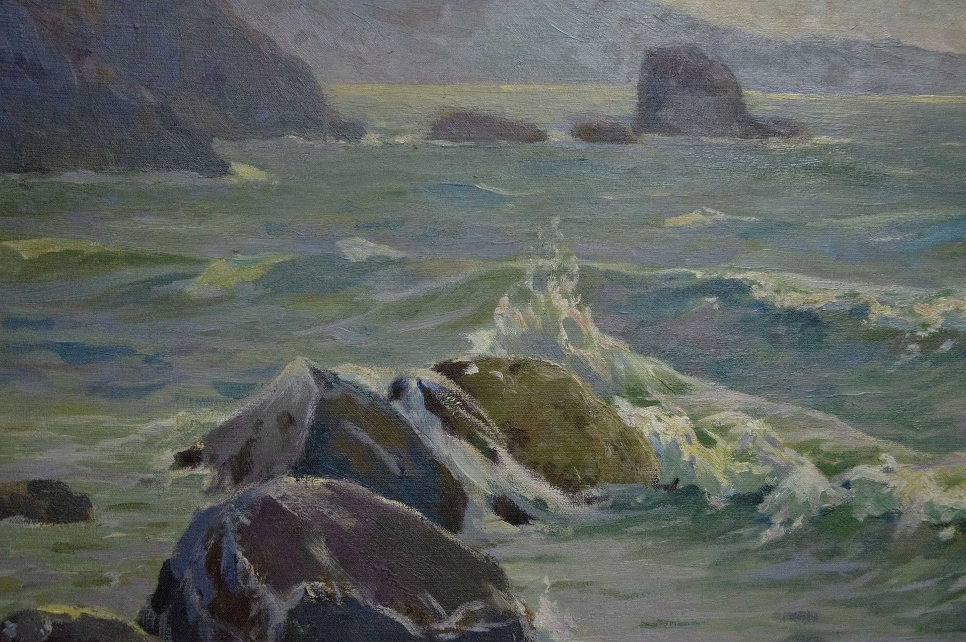Oil painting Raging sea by Livshits Chaim Moiseevich: turbulent waves on rocks