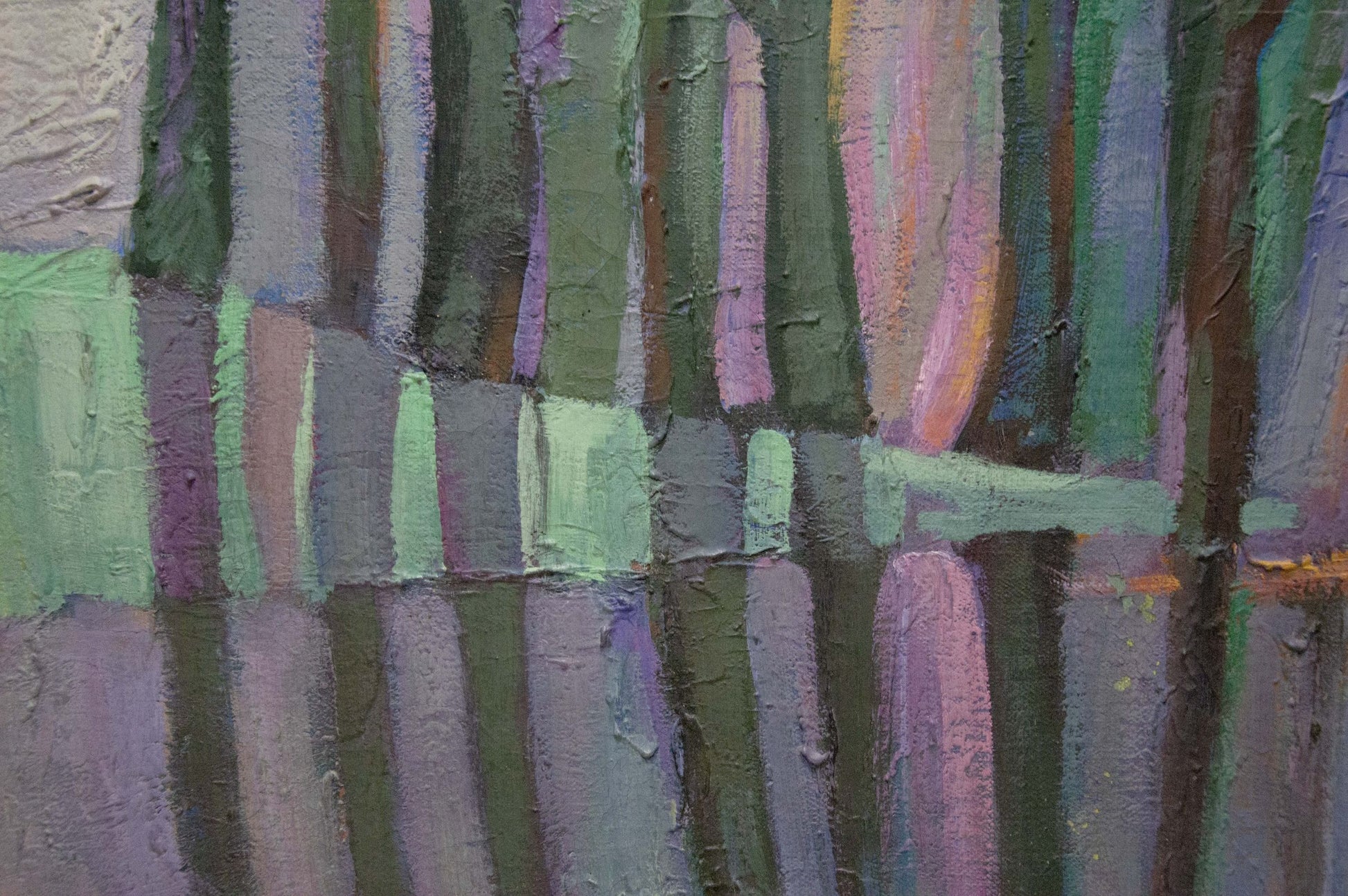 Tempera painting November by Khvedchuk Leonid Vladimirovich, textured green-purple abstract