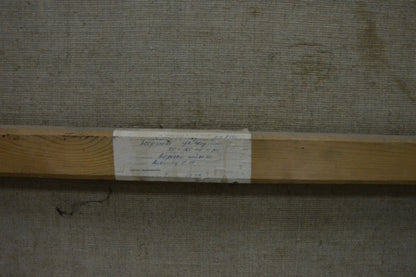 Back of oil painting Raging sea by Livshits Chaim Moiseevich with faded handwritten label on wooden stretcher