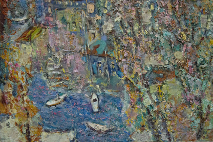 Vibrant impressionistic oil painting of autumn canal by Filatov Vladimir Nikolaevich
