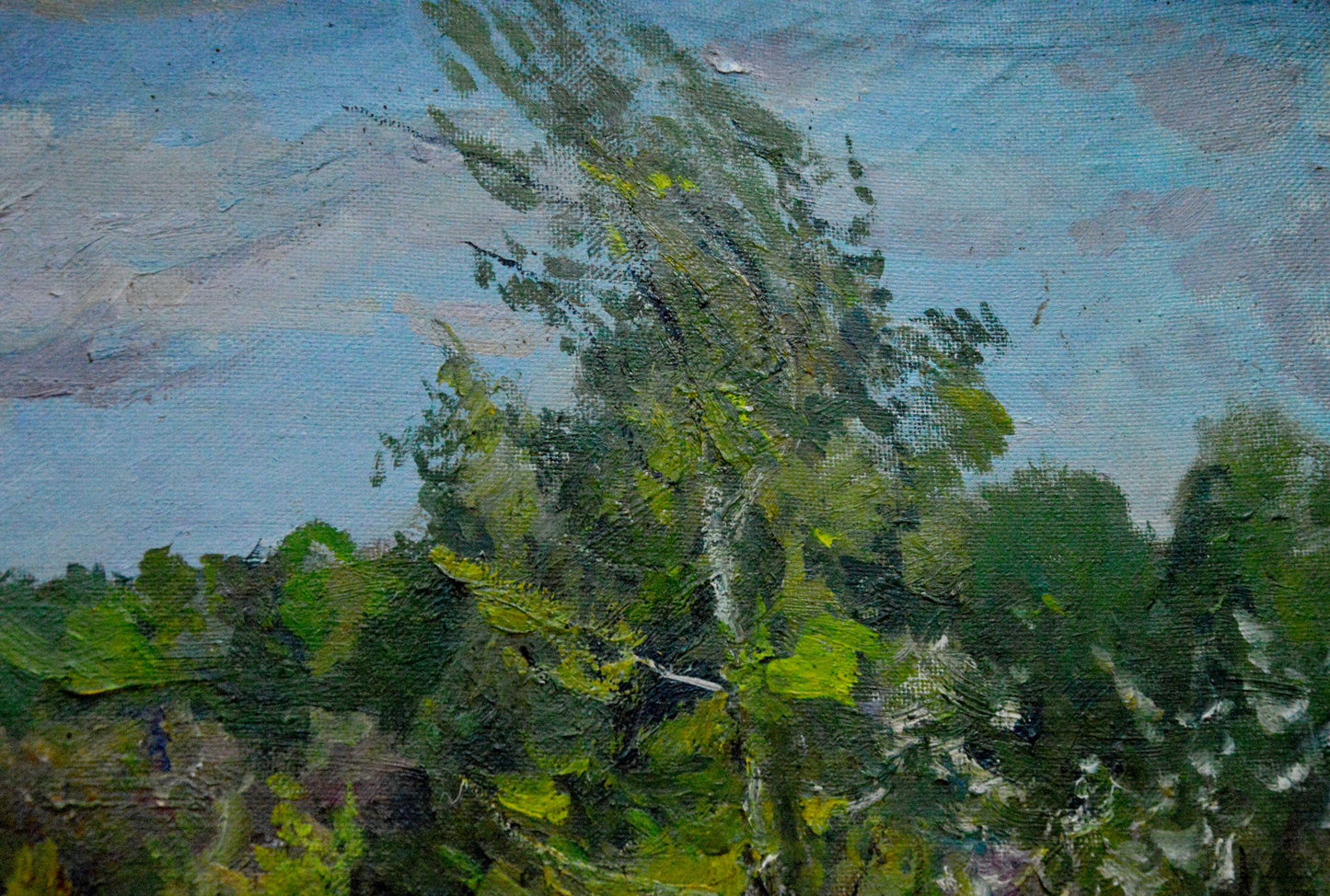 Textured oil painting of tall leafy tree by Matvey Borisovich Kogan-Shatz