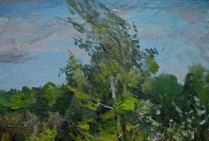 Textured oil painting of tall leafy tree by Matvey Borisovich Kogan-Shatz