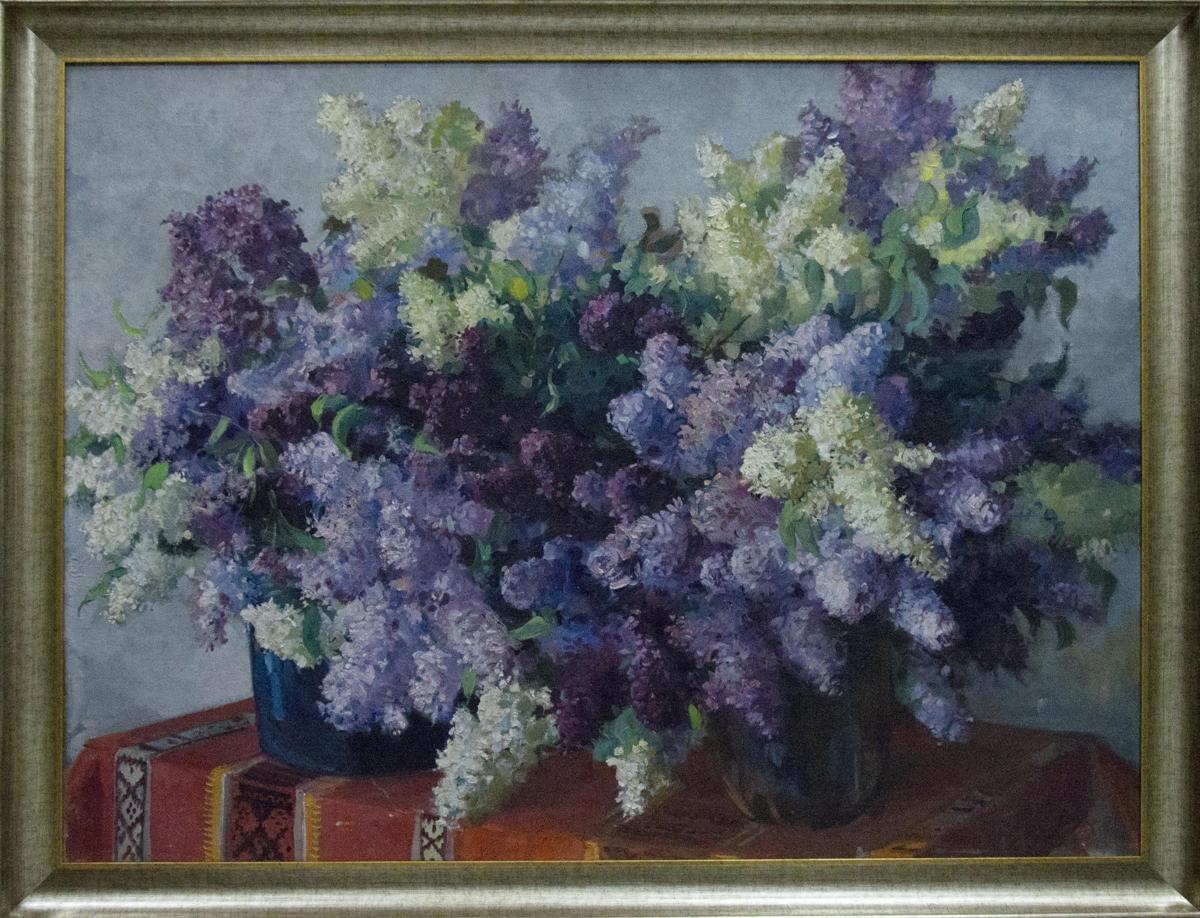Vibrant purple and white lilac bouquet oil painting by Volnenko Anatoly Nikonovich