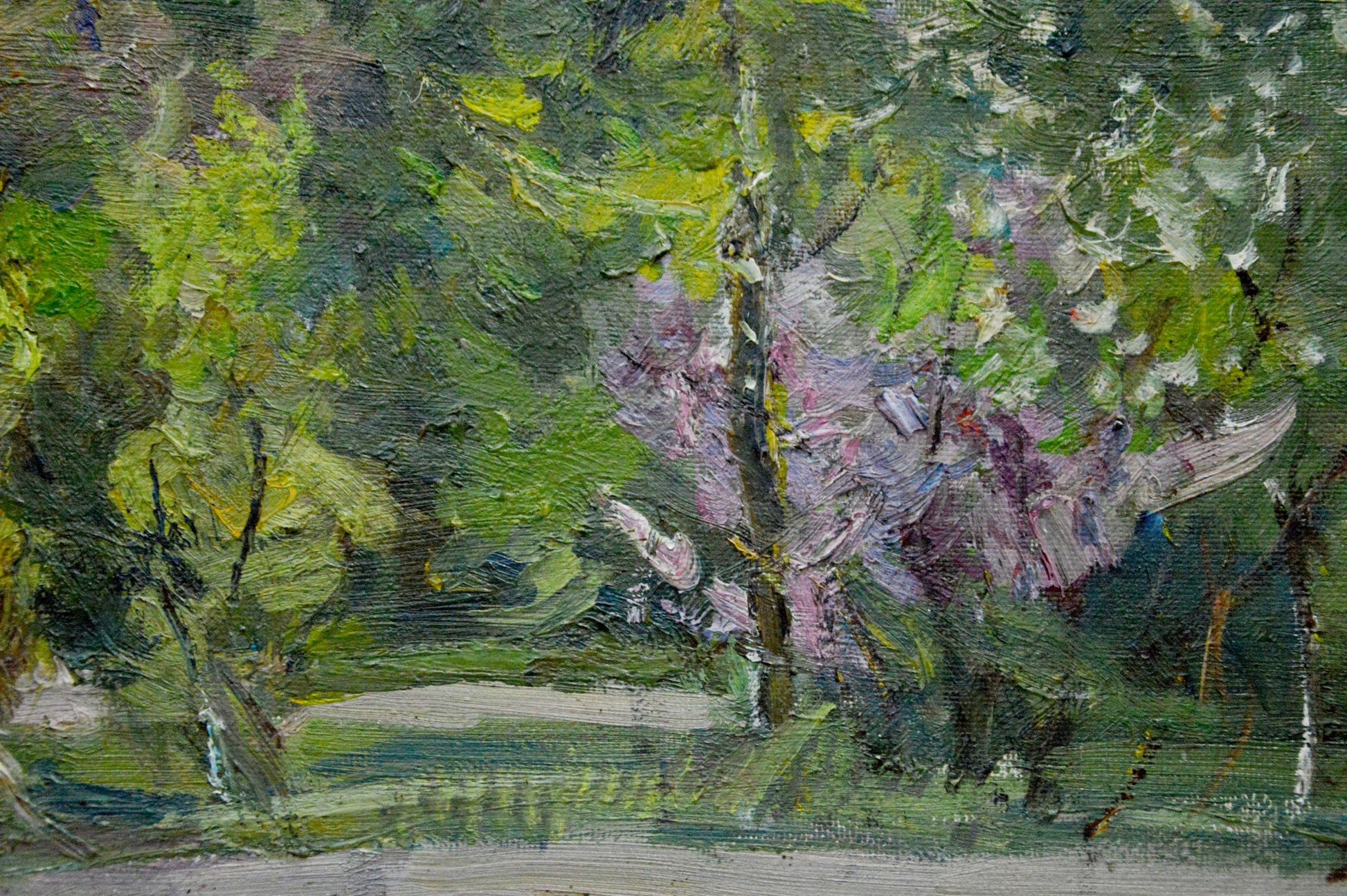 Vibrant impressionist lilac tree oil painting by Matvey Borisovich Kogan-Shatz