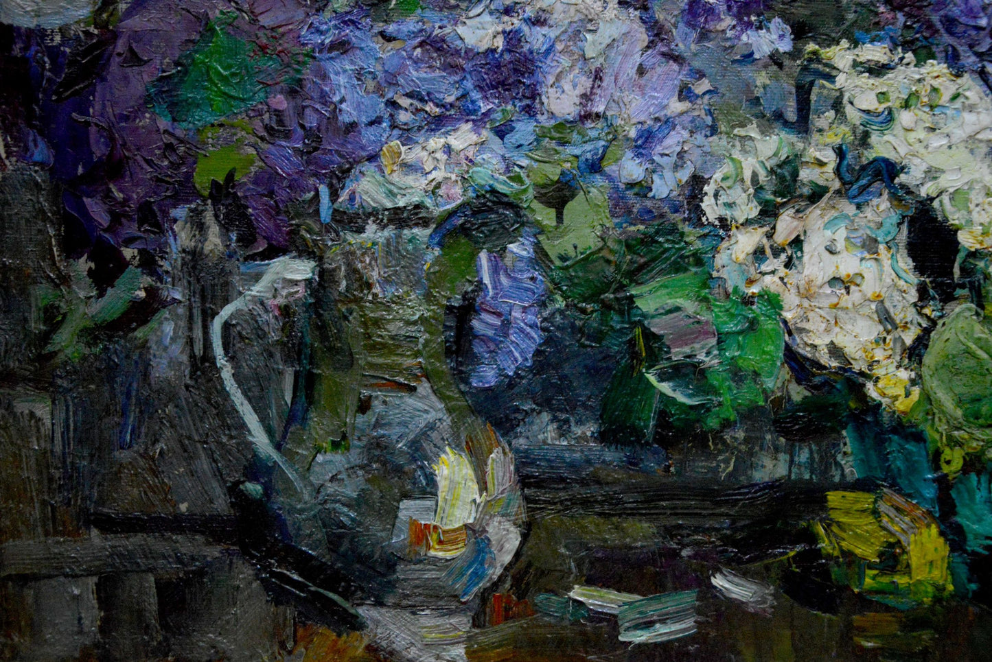 Oil painting of lilac hydrangea bouquet by Zakharov Fedor Zakharovich