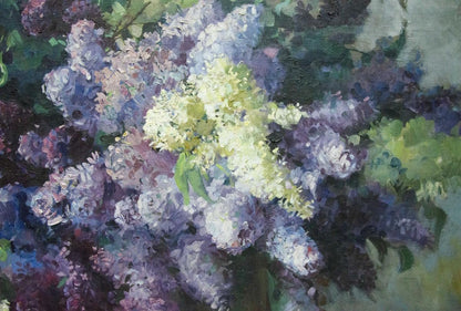 Vibrant lilac blossoms oil painting by Volnenko Anatoly Nikonovich