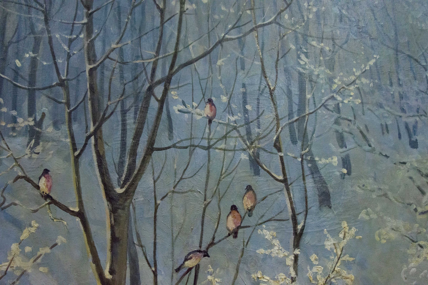 Oil painting of misty winter woodland by Sevets Victor Stepanovich