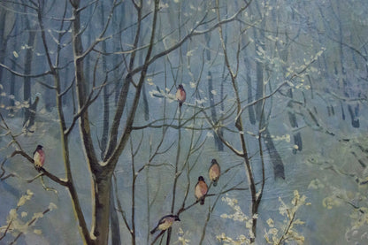 Oil painting of misty winter woodland by Sevets Victor Stepanovich