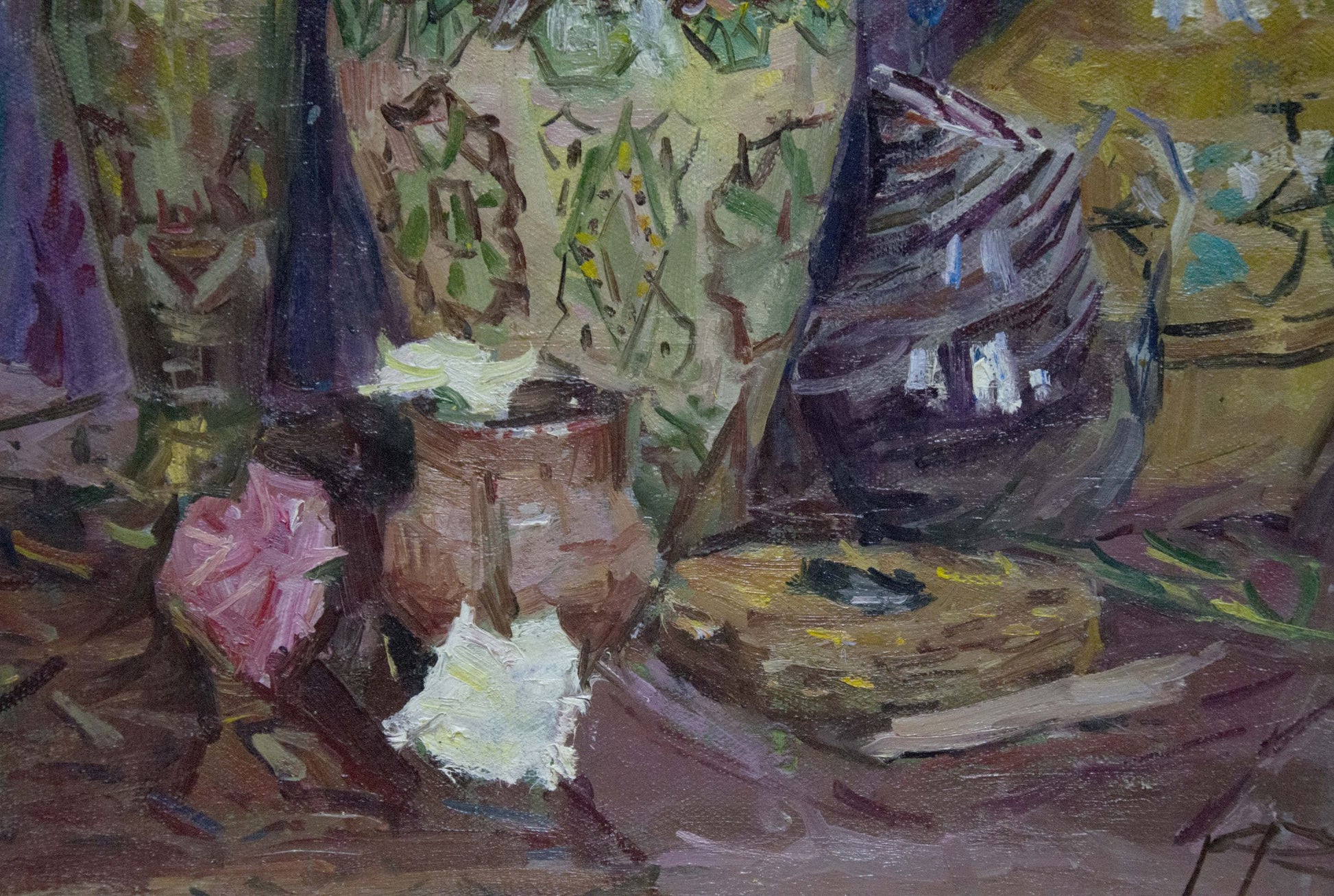 Rustic terracotta pot in Ryasnyansky Mikhail Alekseevich oil painting Flowers